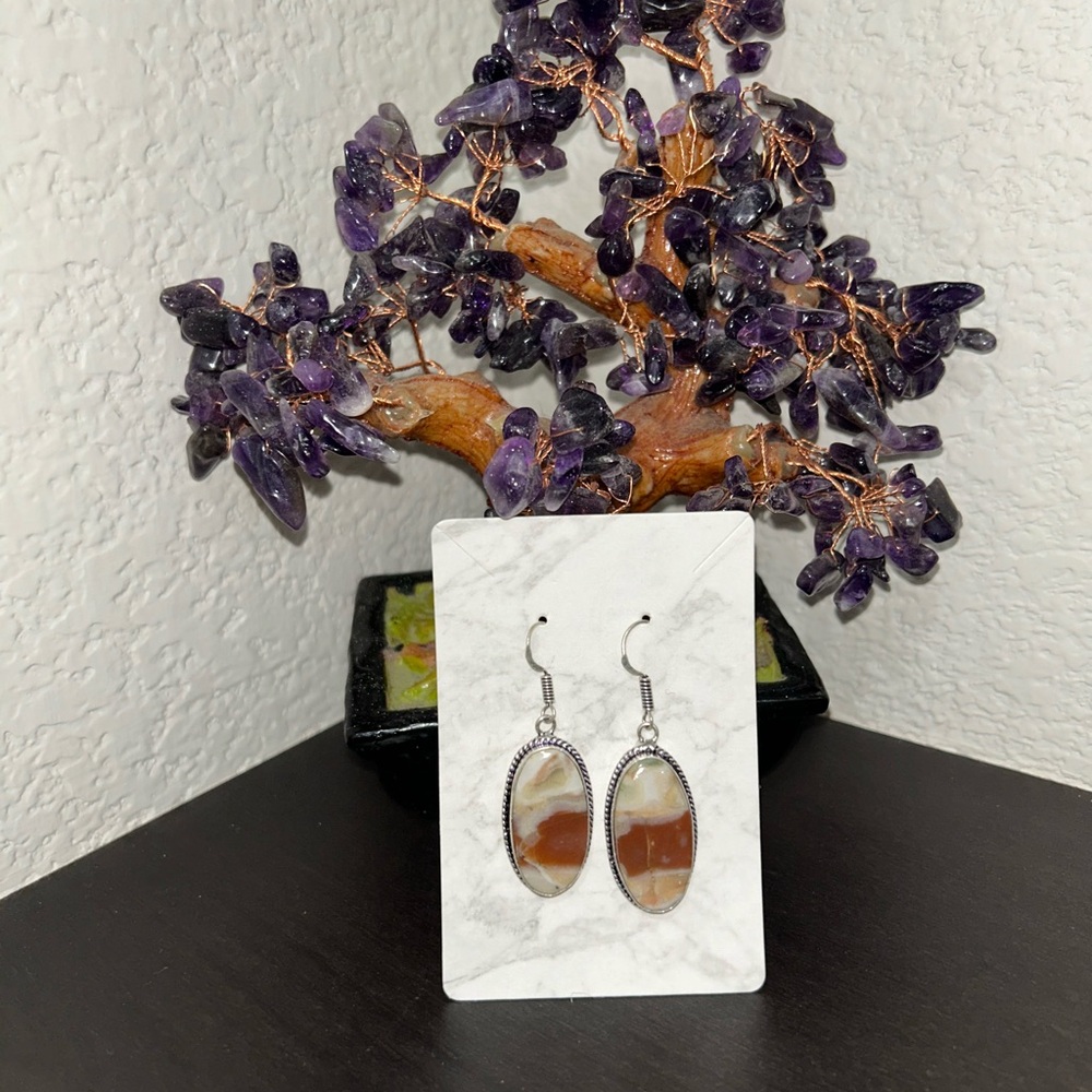 Handmade Desert rose polychrome sterling silver earrings